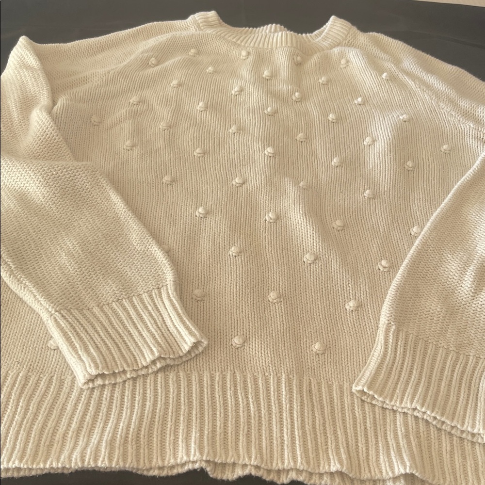 Old Navy Cream Women's Sweater with Textured Dots